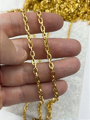 Corrente Cartier arame 1,00mm - Alumínio Ouro - 1 metro
