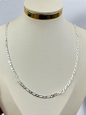 Colar Corrente Diamantada 1x1 com 60cm - banho Prata Semijoia 925 camada 50 milésimos com verniz italiano - 1 unidade