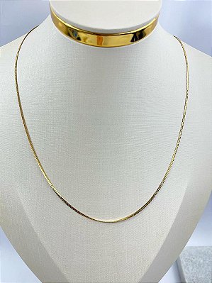 Colar Aço Inox Dourado antialergico medida 60cm - 1 unidade com fecho gaveta