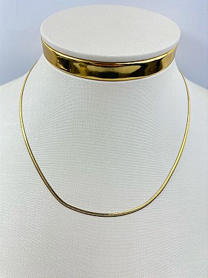 Colar Aço Inox Dourado antialergico medida 45cm - 1 unidade - espessura de 3mm