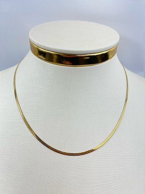 Colar Aço Inox Dourado antialergico medida 45cm - 1 unidade - espessura de 3mm