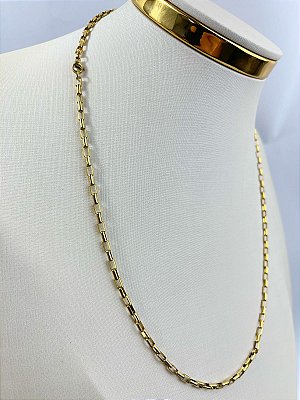 Colar Aço Inox Dourado Cariter antialergico medida 60cm - 1 unidade