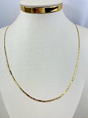 Colar Aço Inox corrente diamantada Dourado antialergico medida 60cm - 1 unidade com fecho gaveta