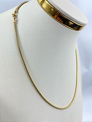 Colar Aço Inox corrente Rabo de rato de 3mm Dourado antialergico medida 60cm - 1 unidade