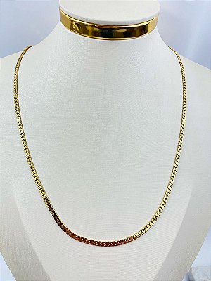 Colar Aço Inox corrente diamantada espessura de 5mm Dourado antialergico medida 70cm - 1 unidade