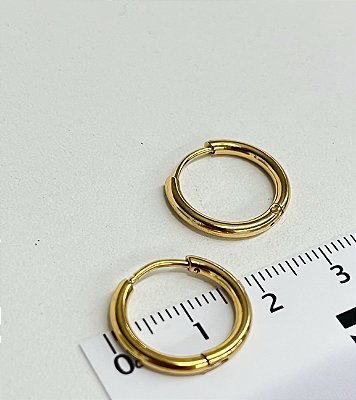 Brinco Argola Aço Inox - 15mm tipo click - 1 par - ANTIALERGICO - NAO ESCURECE NUNCA