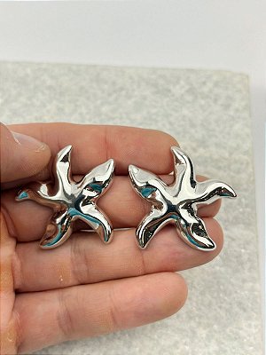 Brinco Estrela organica - banho Diamante e verniz - 1 par