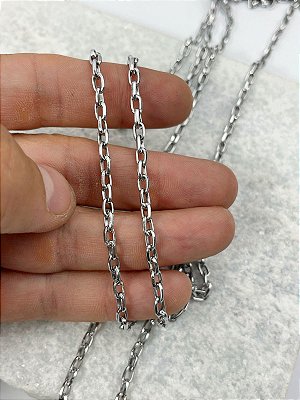 Corrente Cartier aluminio niquel banho anodizado em niquel - 1 metro - antielérgica / nao enferruja