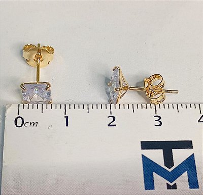 Brinco Carre Zirconia quadrado - Banho ouro 2 milesimos com verniz protetivo - 1 par