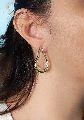 Brinco Gota organica banho ouro 2 milésimos com verniz protetivo - 1 par