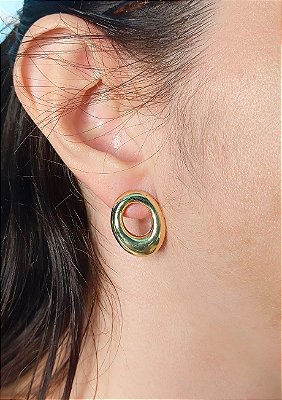 Brinco redondo organico banho ouro 2 milésimos com verniz protetivo - 1 par