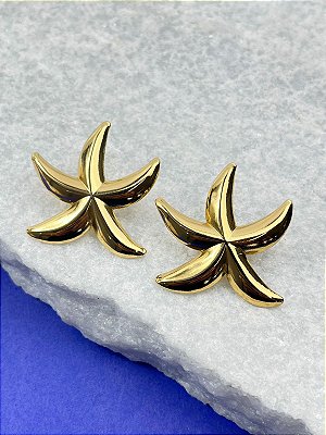 Brinco Estrela Aço inox dourado - 1 par