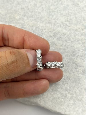 Brinco Argola click com Zirconia banho diamante com verniz italiano - 1 par