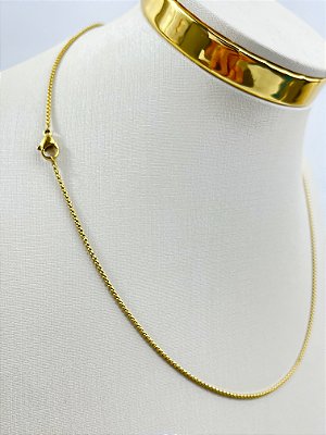 Colar veneziana redonda aço inox dourado medida 45cm - 1 unidade