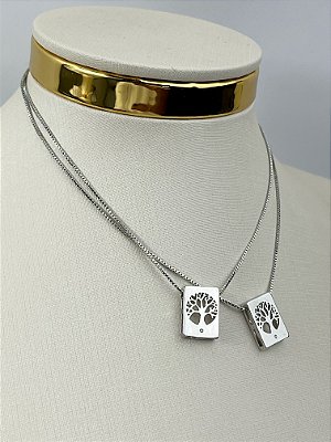 Escapulário Árvore da Vida corrente veneziana banho diamante medida 60cm - 1 unidade