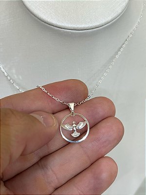 Colar Espírito Santo Banho Prata 925 Semijoia com 40cm mais extensora - 1 unidade