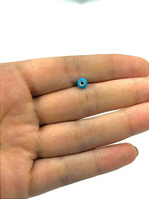 Passante Olho Grego Azul Madreperola 6Mm - Furo Passante - 01 unid