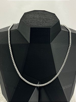 Colar Trançado Aço Inox com 4mm de espessura - antialergico - medida 60cm - 1 Unidade