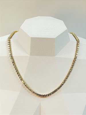 Colar Riviera 40cm Banho Ouro 2 milésimos com verniz italiano - 1 unidade