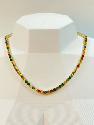 Colar Riviera 40cm Banho Ouro 2 milésimos com verniz italiano - 1 unidade