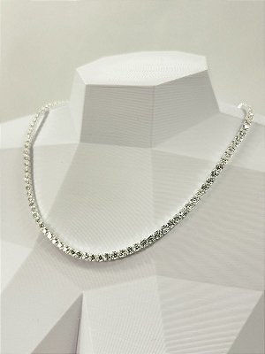 Colar Riviera 40cm Banho Prata 925 semijoia 50 milésimos com verniz italiano - 1 unidade