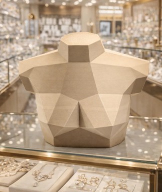 Busto Bege Expositor Geométrico para Colares - 01 unid