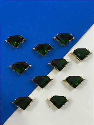 Pingente Diamante Zirconia Ouro 02 saidas - 01 unid