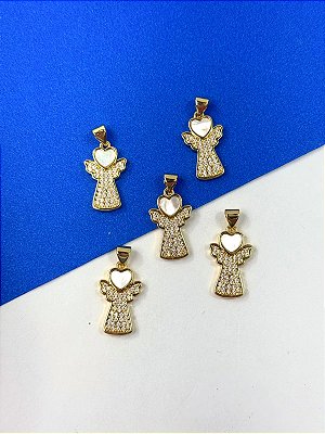 Pingente Anjo Madreperola com Zirconia - 01 unid - semijoia