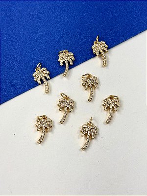 Pingente Coqueiro Cravejado - 01 unid - semijoia