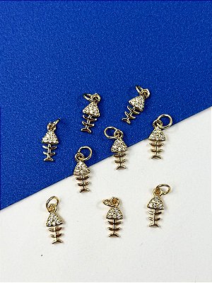 Pingente Peixe Cravejado - 01 unid - semijoia