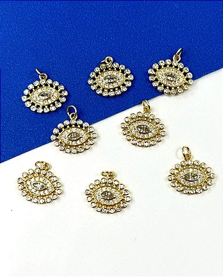 Pingente Olho Grego Cravejado - 01 unid - semijoia