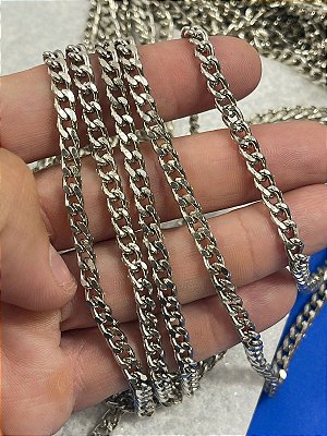 Corrente Grume Lixada Arame 1,50Mm Alumínio Anodizada Niquel - 1 metro