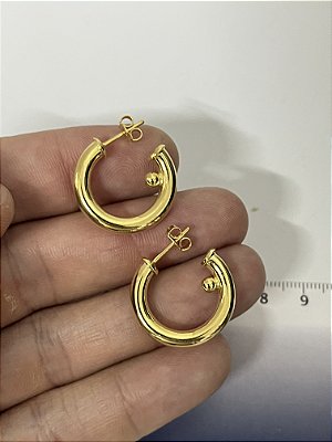 Brinco Argola para pingente com Tarraxa - Banho ouro 2 milésimos com verniz italiano - 1 par