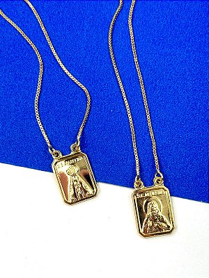 Escapulario N.S Aparecida e S.C de Jesus - Banho De 5 Milesimos - 01 Unid