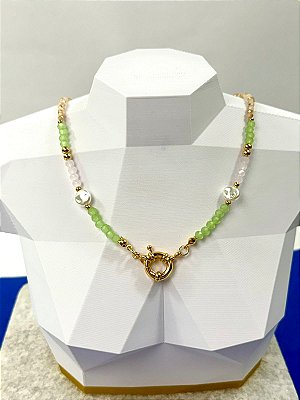 Colar Cristal com Perola Abs - 01 unid