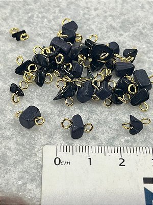 PEDRA NATURAL CASCALHO PETO CASTROADO - CONTRAPINADA BANHO OURO - TAMANHO MÉDIO 7MM - 1 UNIDADE