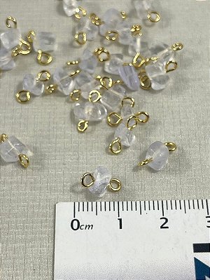 PEDRA NATURAL CASCALHO CRISTAL CASTROADO - CONTRAPINADA BANHO OURO - TAMANHO MÉDIO 7MM - 1 UNIDADE