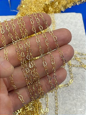 Corrente Coracao Pequena 5mm Alongadora Extensora Banho Ouro Semijoia Camada * 5 Milésimos * Com Verniz italiano - 1 Metro