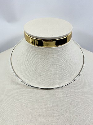 Choker aro liso Banho Prata 925 Semijoia 50 milésimos - com extensora - 1 unidade
