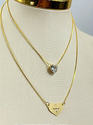 Escapulario Espirito Santo Com Zirconia Banho Ouro 2 milésimos com verniz italiano - 1 unidade