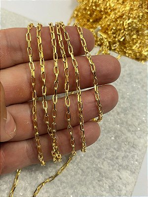 Corrente Cariter Banho Semijoia Ouro 5 Milésimos Com Verniz italiano - Arame 0,80Mm - 1 Metro