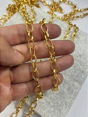 Corrente tipo Elo portugues banho ouro 2 milésimos com verniz - 1 metro
