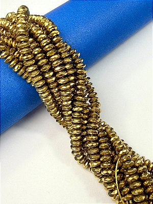 Fio Hematita Dourada Disco 6mm - O Fio