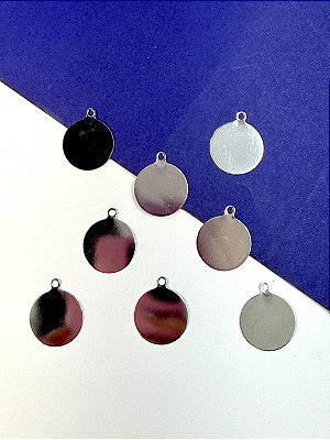 Pingente Redondo Medalha 16Mm Aço Inox - 01 unid