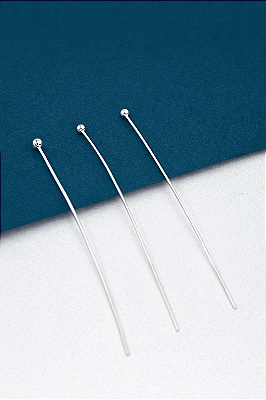 Alfinete Bolinha 6Cm Prata - 50 Milésimos de Prata - 50Pçs