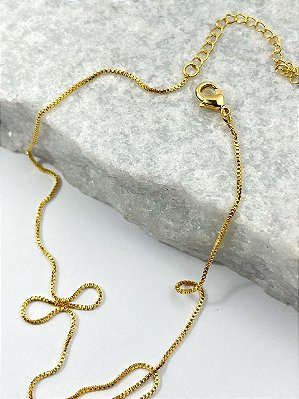 Colar Veneziana 60 cm *Banho 5 Milésimos Ouro* Semijoia * com Alongadora extensora de 7cm e Fecho de Latão Com Verniz Protetivo italiano - Bitola 0,80Mm - 1 Unidade