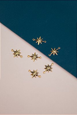 Pingente Estrela Detalhada 2 Saídas Ouro - 01 und