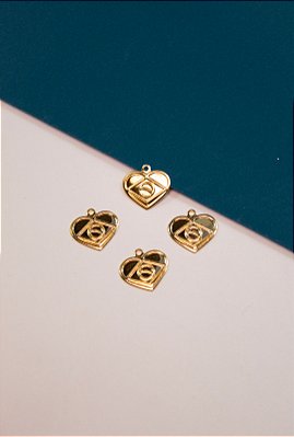 Pingente Coração Brasil Ouro - 01 und