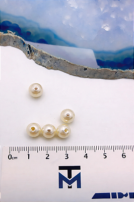 Perola Abs Champagne 10Mm Meio Furo - 01 unid
