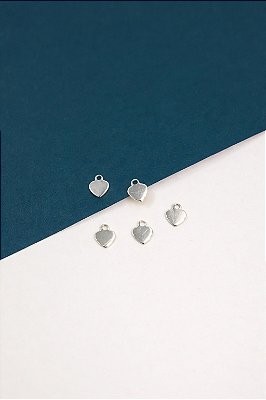 Pingente Coração Prata - 50 milesimos - 10 Pçs